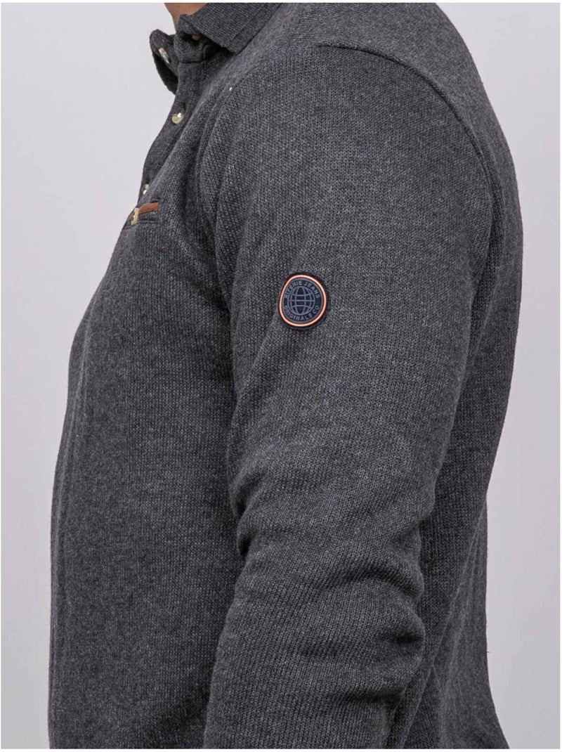 Polo manches longues wiritix gris anthracite - Kiabi