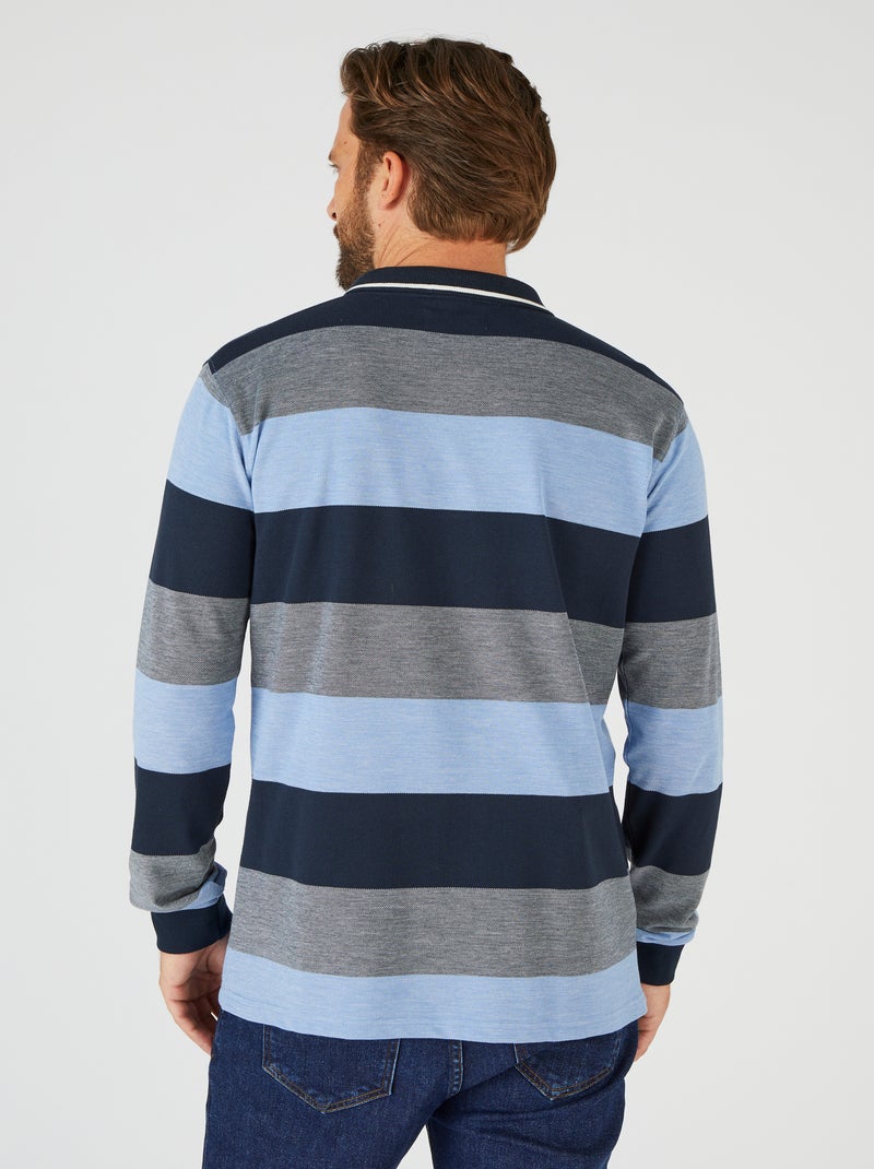 Polo mélange coton - Damart Bleu - Kiabi