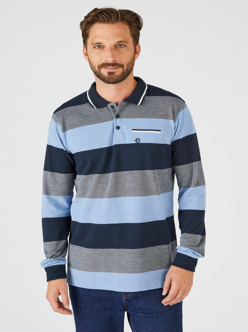 Polo mélange coton - Damart Bleu - Kiabi
