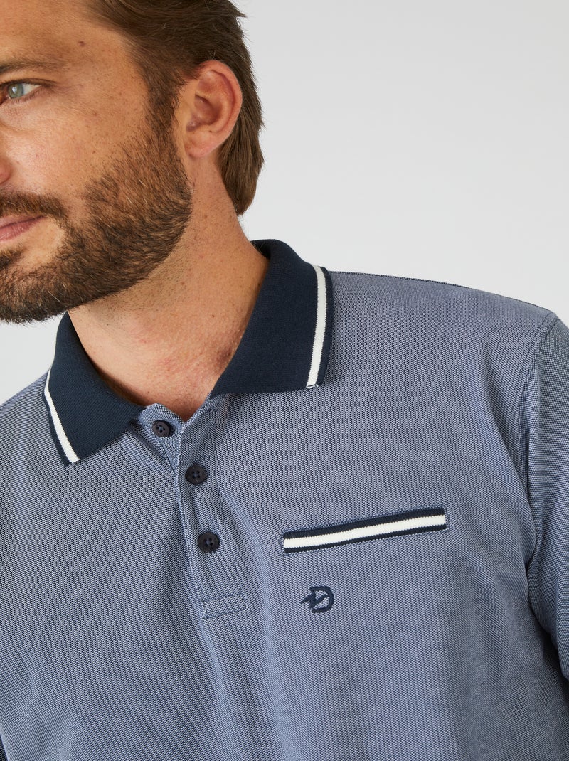 Polo mélange coton - Damart Bleu marine - Kiabi