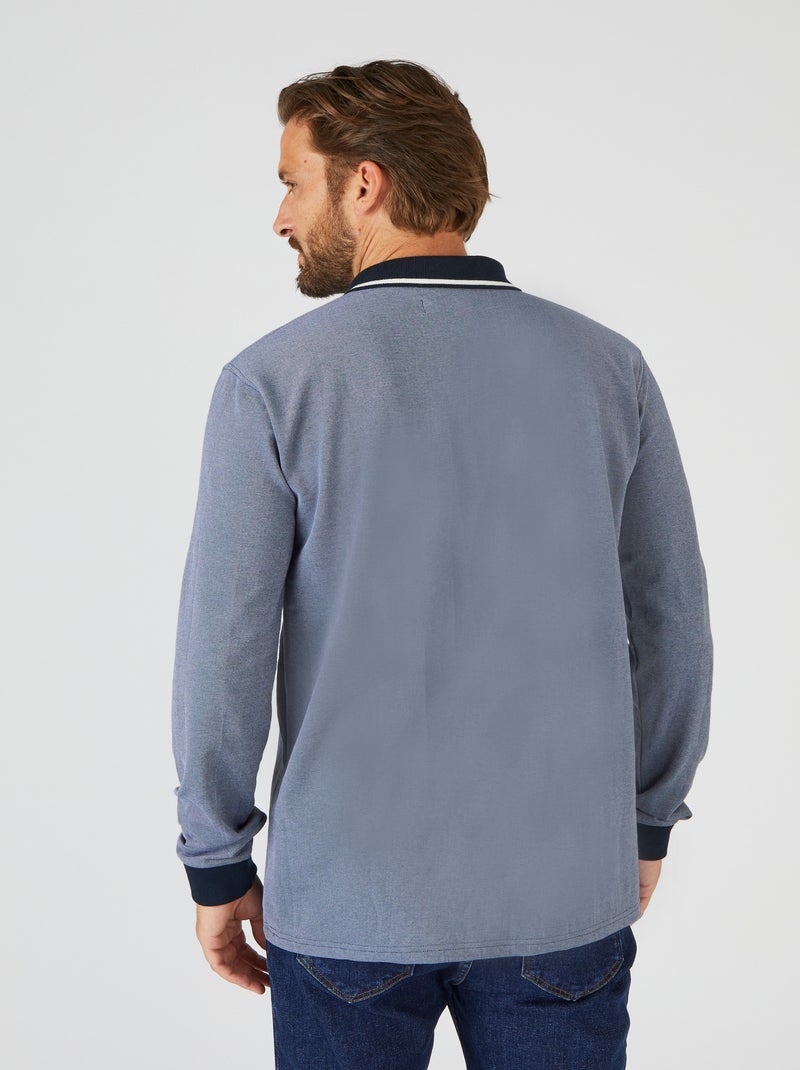 Polo mélange coton - Damart Bleu marine - Kiabi