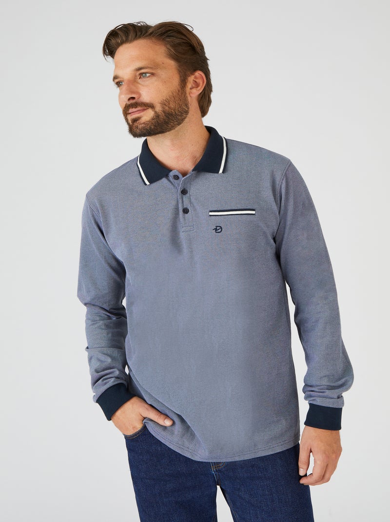 Polo mélange coton - Damart Bleu marine - Kiabi