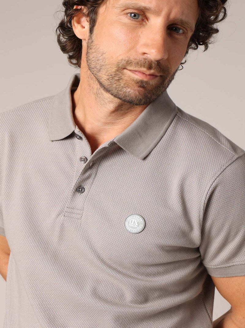 Polo micro-imprimé avec col en maille plate 'Deeluxe' Gris - Kiabi