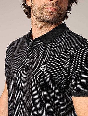 Polo micro-imprimé avec col en maille plate 'Deeluxe'