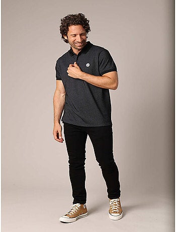 Polo micro-imprimé avec col en maille plate 'Deeluxe'