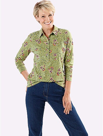 Polo motif floral discret - taille standard - moda vilona
