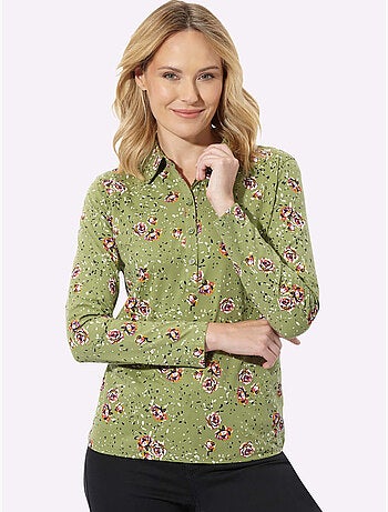 Polo motif floral discret - taille standard - moda vilona