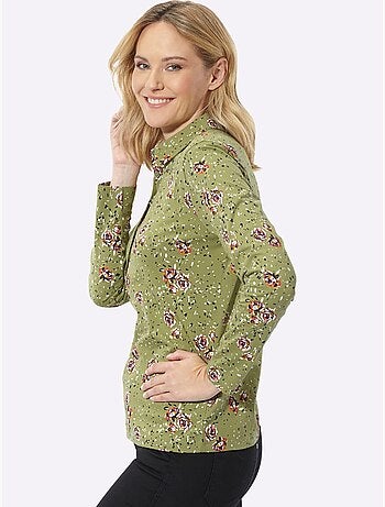 Polo motif floral discret - taille standard - moda vilona