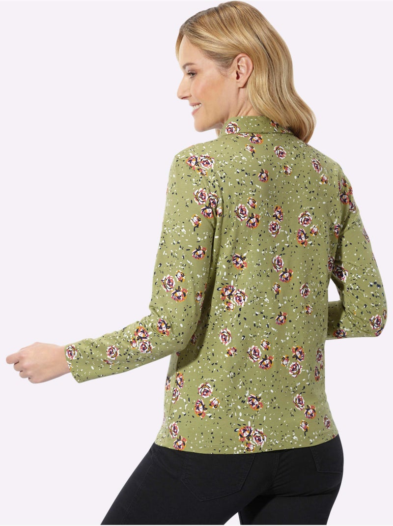 Polo motif floral discret - taille standard - moda vilona Vert/Rose - Kiabi