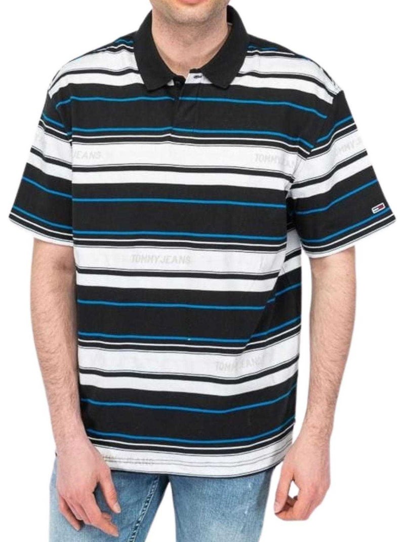 Polo motif/style rayé - tommy hilfiger Bleu Blanc Noir - Kiabi