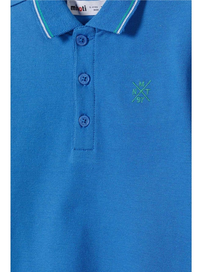Polo motif/style rayure contrastée sur bord - minoti Bleu - Kiabi
