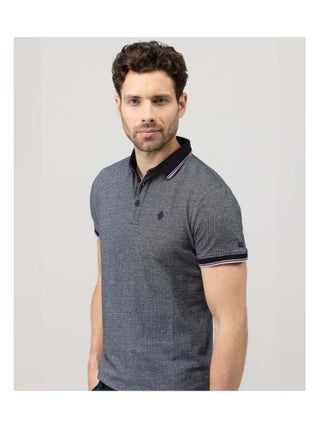 Polo noir micro jacquard Homme
