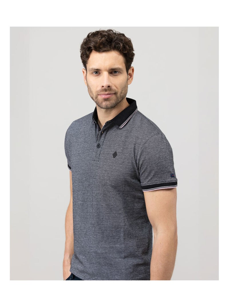 Polo noir micro jacquard Homme Noir - Kiabi
