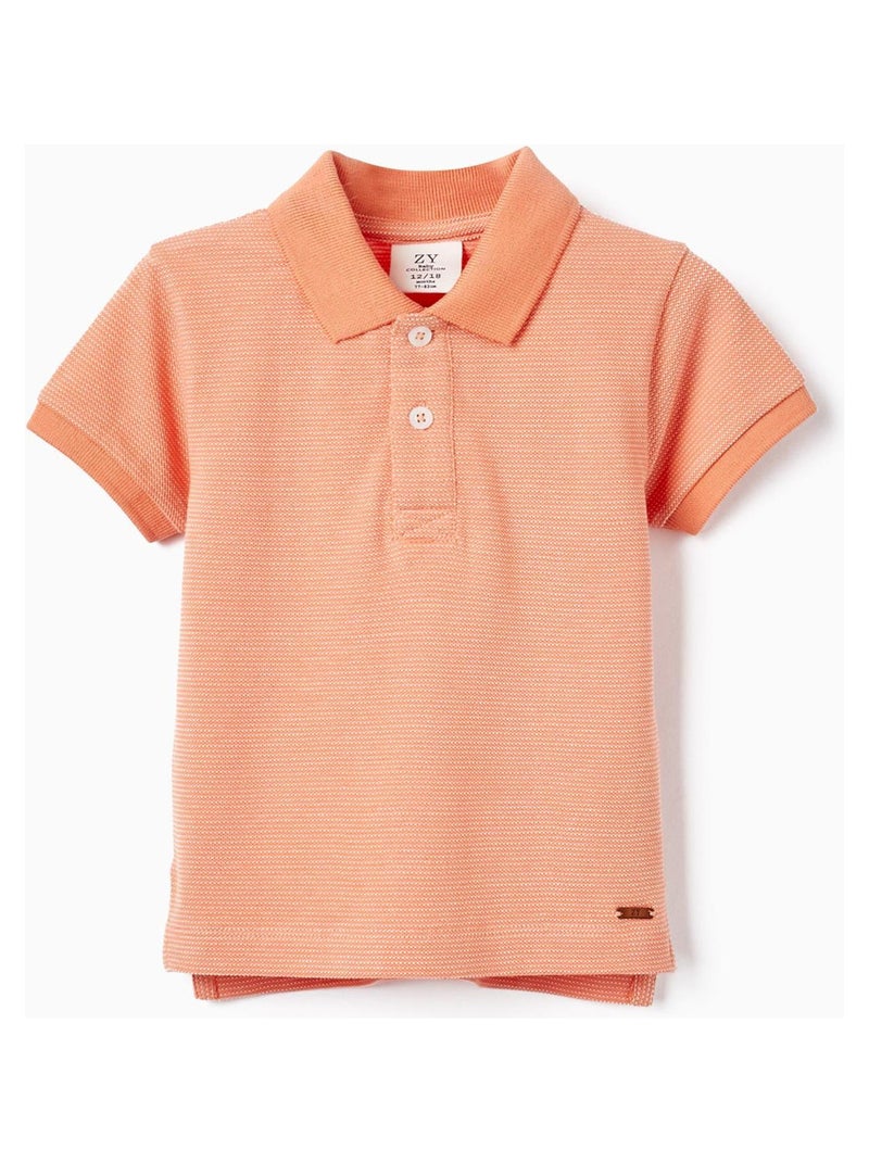 Polo orange pour bébé garçon manches courtes ATLANTIC COMPANY Blanc Orange clair - Kiabi