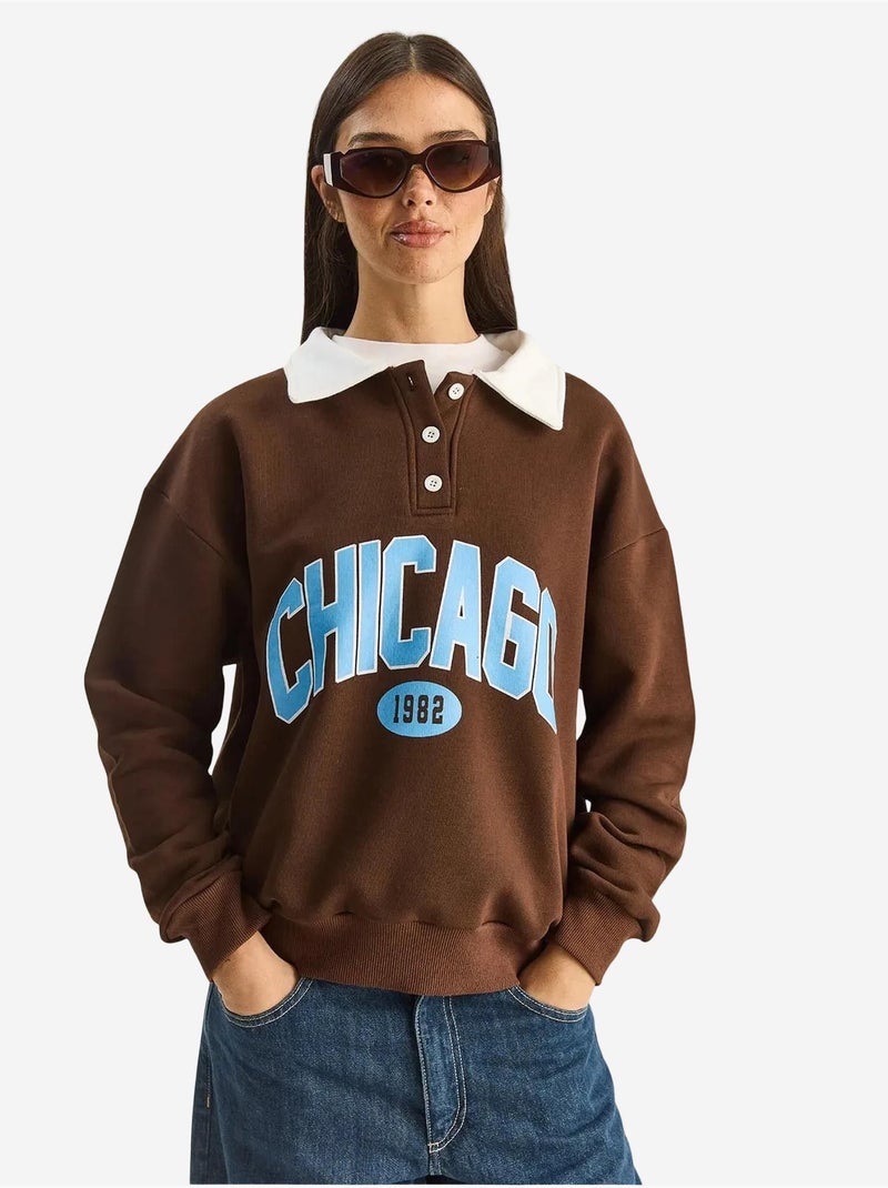 Polo oversize en maille de coton lucci Marron foncé - Kiabi