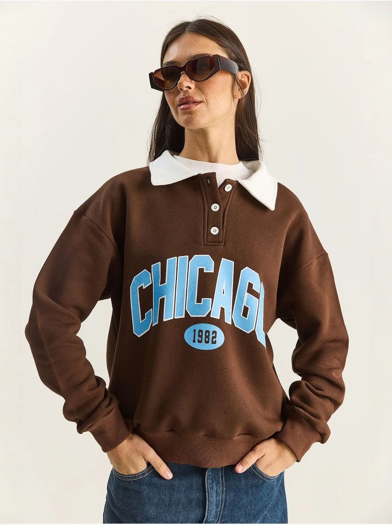 Polo oversize en maille de coton lucci Marron foncé - Kiabi