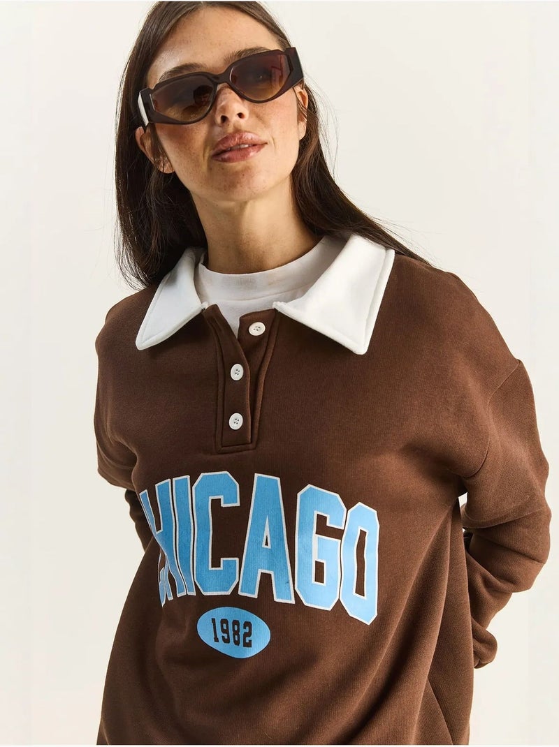 Polo oversize en maille de coton lucci Marron foncé - Kiabi