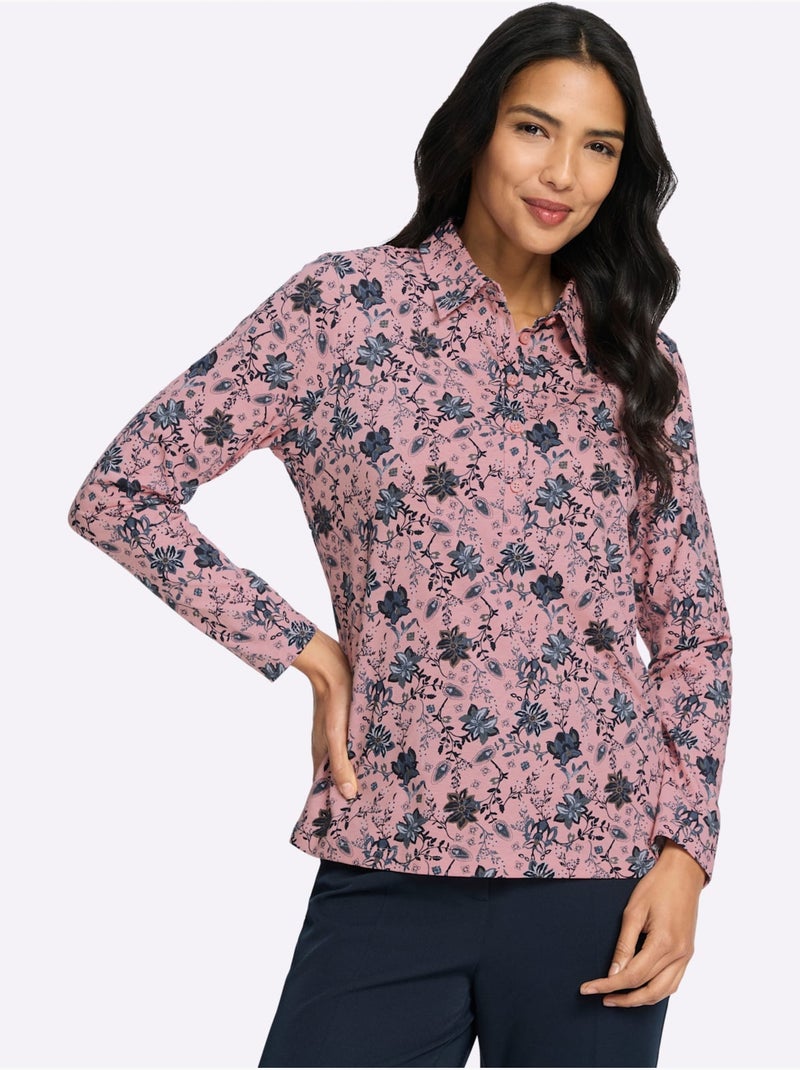 Polo Patte De Boutonnage Courte - Taille Standard - Moda Vilona Bleu Rose Bleu - Kiabi