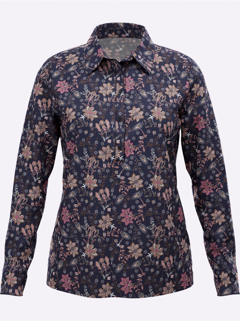 Polo Patte De Boutonnage Courte - Taille Standard - Moda Vilona Bleu Rose foncé - Kiabi