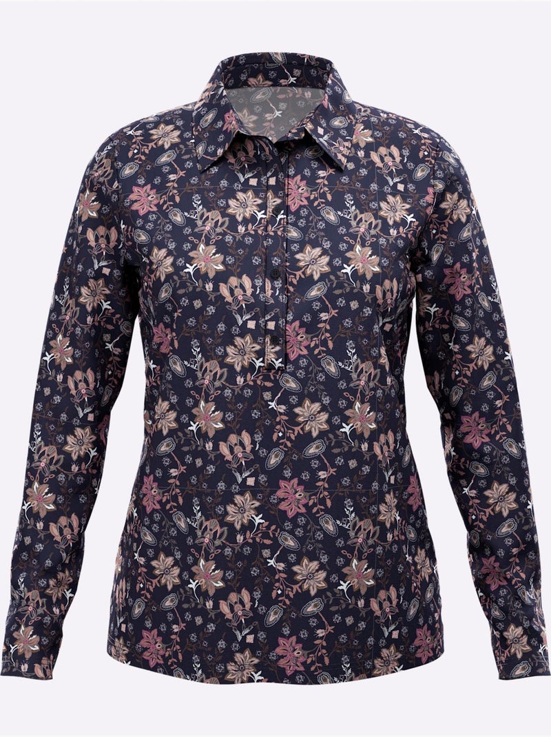 Polo Patte De Boutonnage Courte - Taille Standard - Moda Vilona Bleu Rose foncé - Kiabi