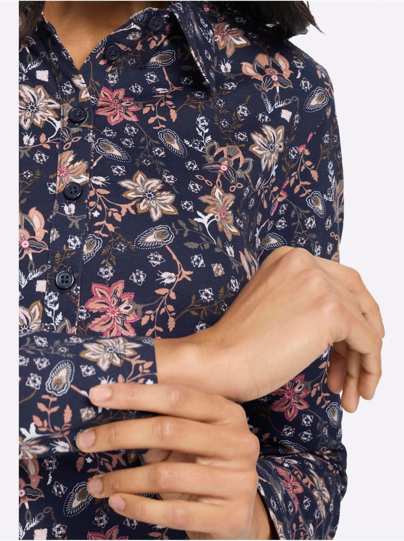 Polo Patte De Boutonnage Courte - Taille Standard - Moda Vilona Bleu Rose foncé - Kiabi