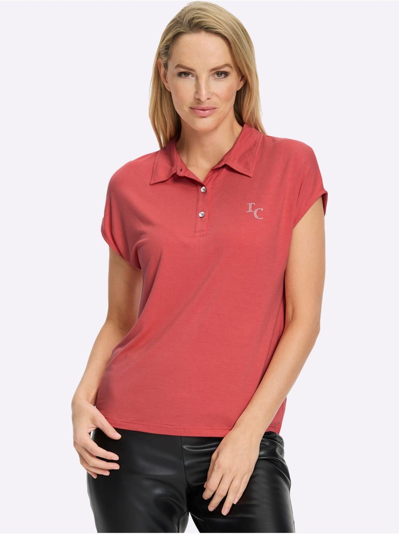 Polo Petites Pierres Brillantes Fantaisie - Taille Standard - Helline Rose - Kiabi