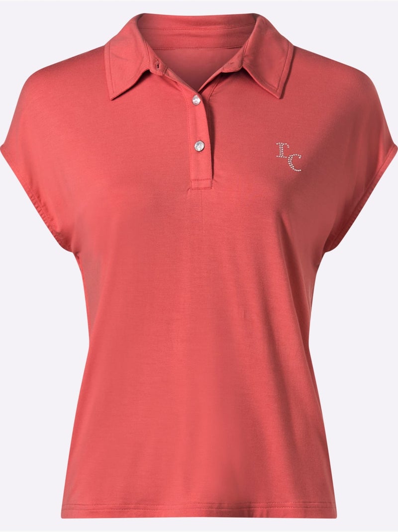 Polo Petites Pierres Brillantes Fantaisie - Taille Standard - Helline Rose - Kiabi