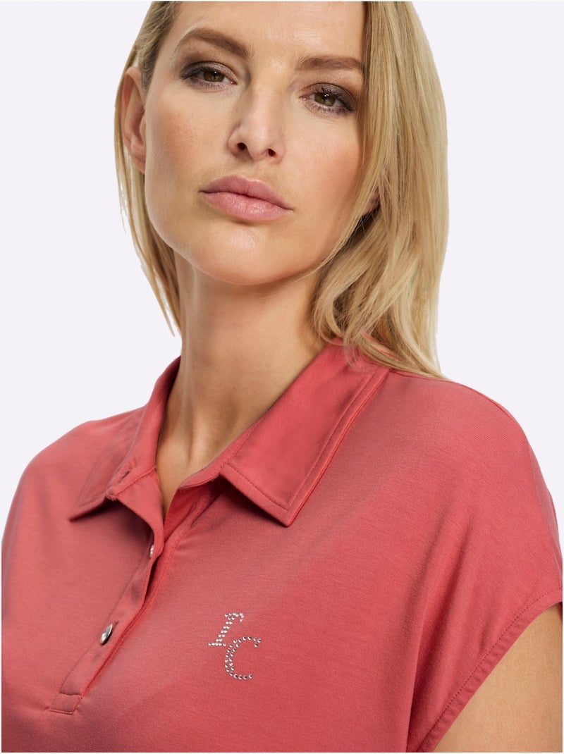 Polo Petites Pierres Brillantes Fantaisie - Taille Standard - Helline Rose - Kiabi