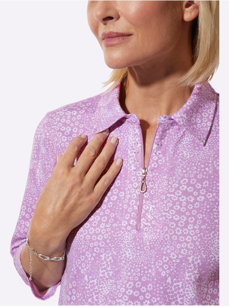 Polo Petites Pierres Brillantes Fantaisie - Taille Standard - Witt Blanc Rose - Kiabi