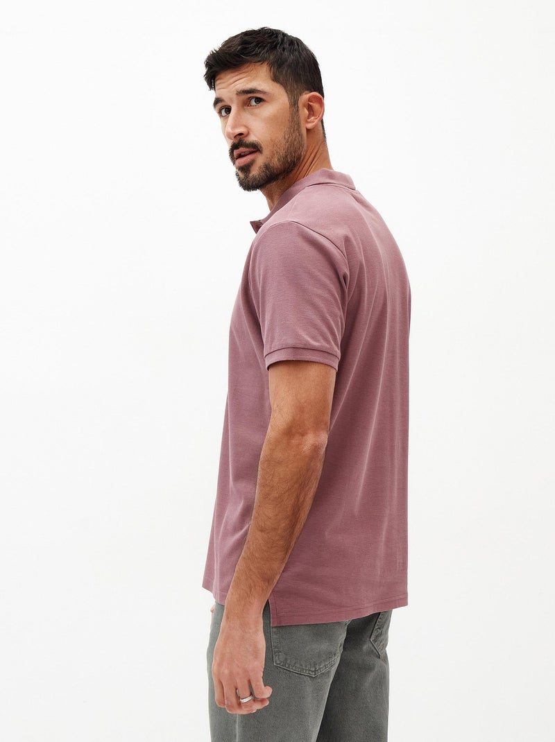 Polo piqué à manches courtes Rose - Kiabi