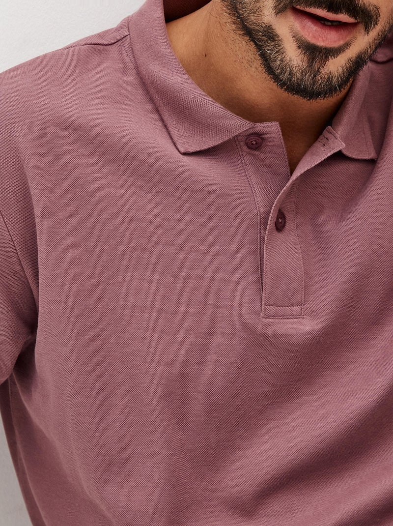 Polo piqué à manches courtes Rose - Kiabi