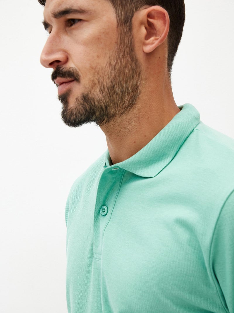 Polo piqué à manches courtes Vert - Kiabi