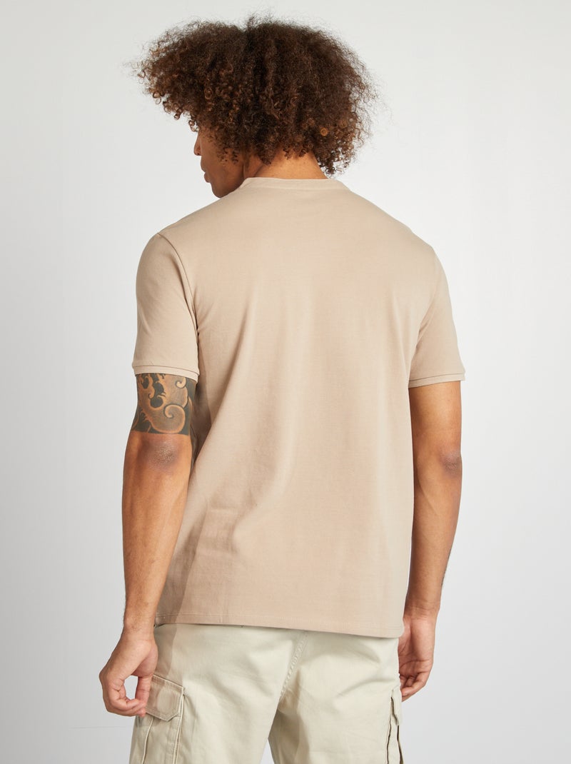 Polo piqué col mao beige - Kiabi