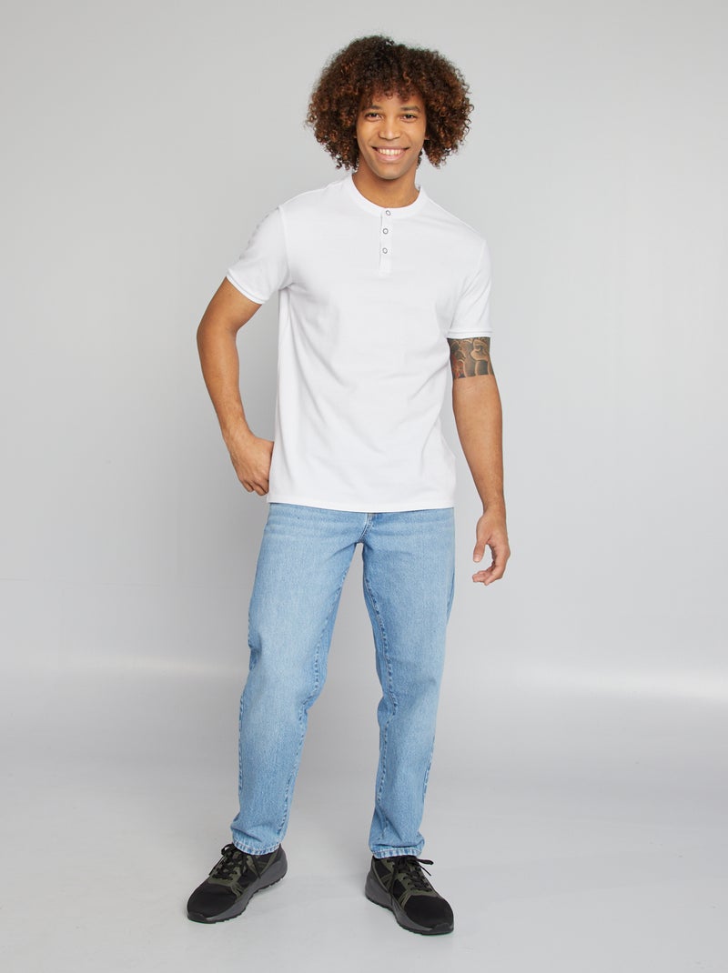 Polo piqué col mao blanc - Kiabi