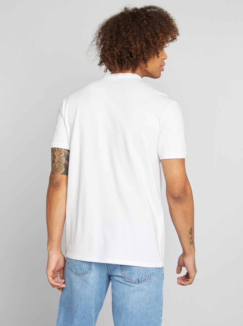 Polo piqué col mao blanc - Kiabi