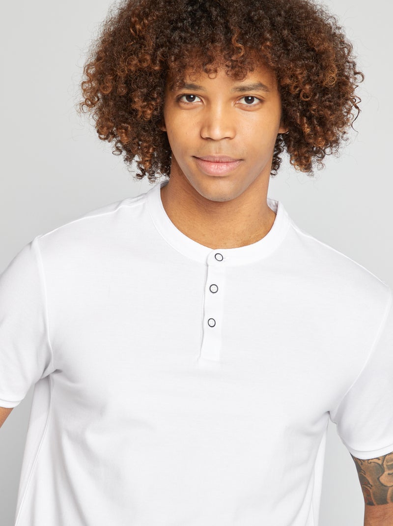 Polo piqué col mao blanc - Kiabi