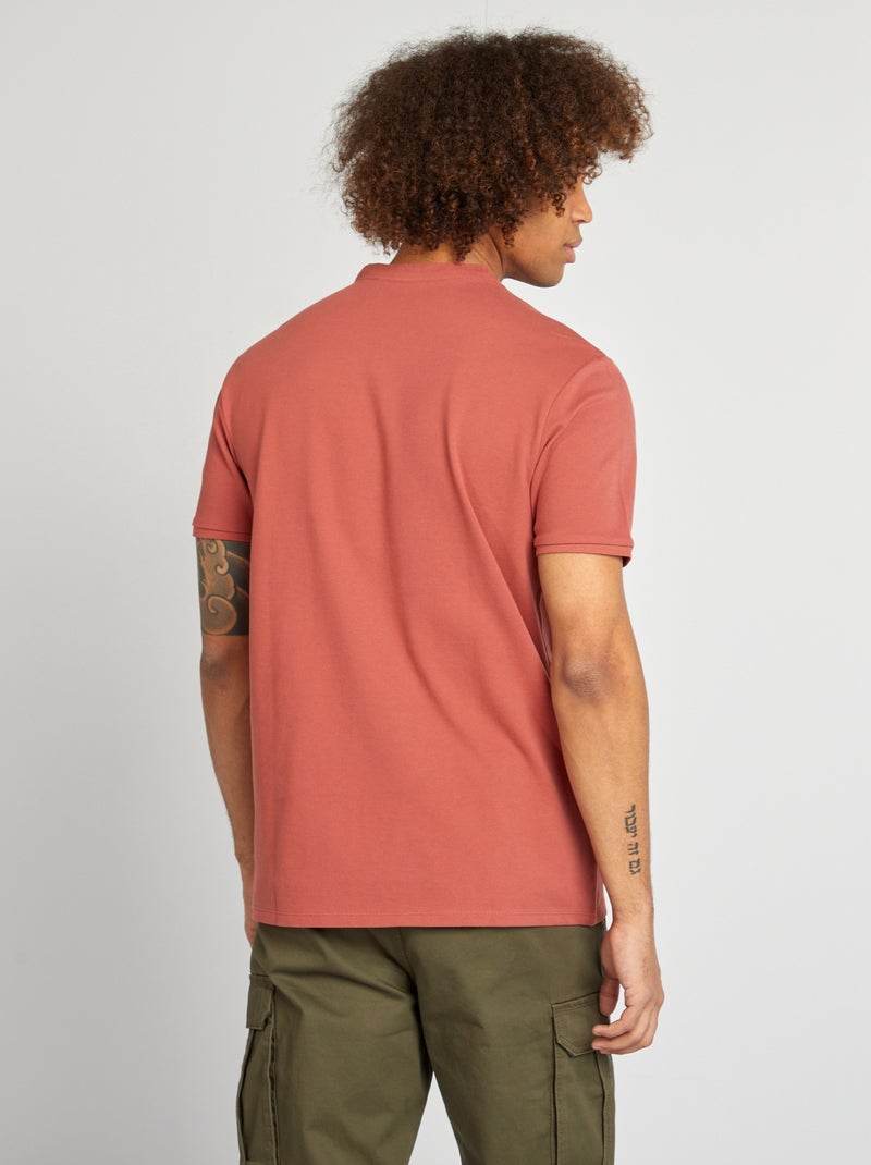 Polo piqué col mao Rouge - Kiabi