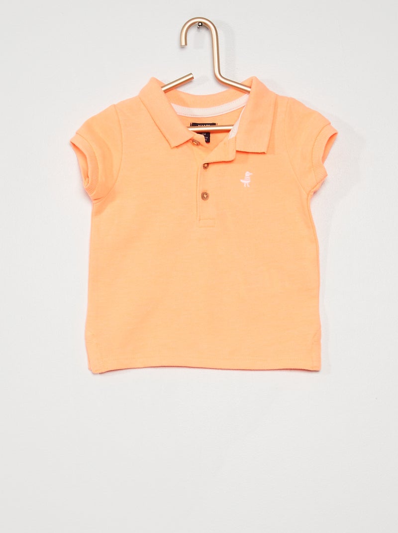 Polo piqué orange fluo - Kiabi