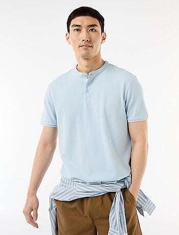 Polo en maille piquée homme à col tunisien