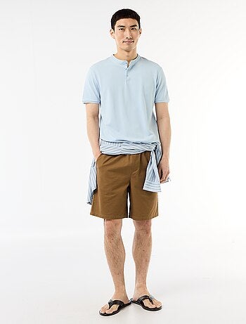 Polo en maille piquée homme à col tunisien