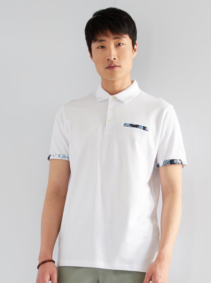 Polo 'Produkt' en piqué de coton blanc - Kiabi