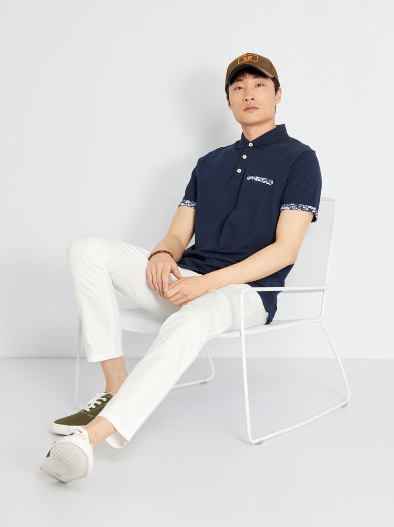 Polo 'Produkt' en piqué de coton bleu marine - Kiabi