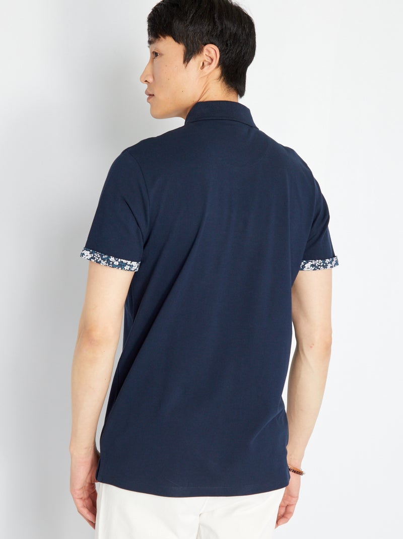Polo 'Produkt' en piqué de coton bleu marine - Kiabi