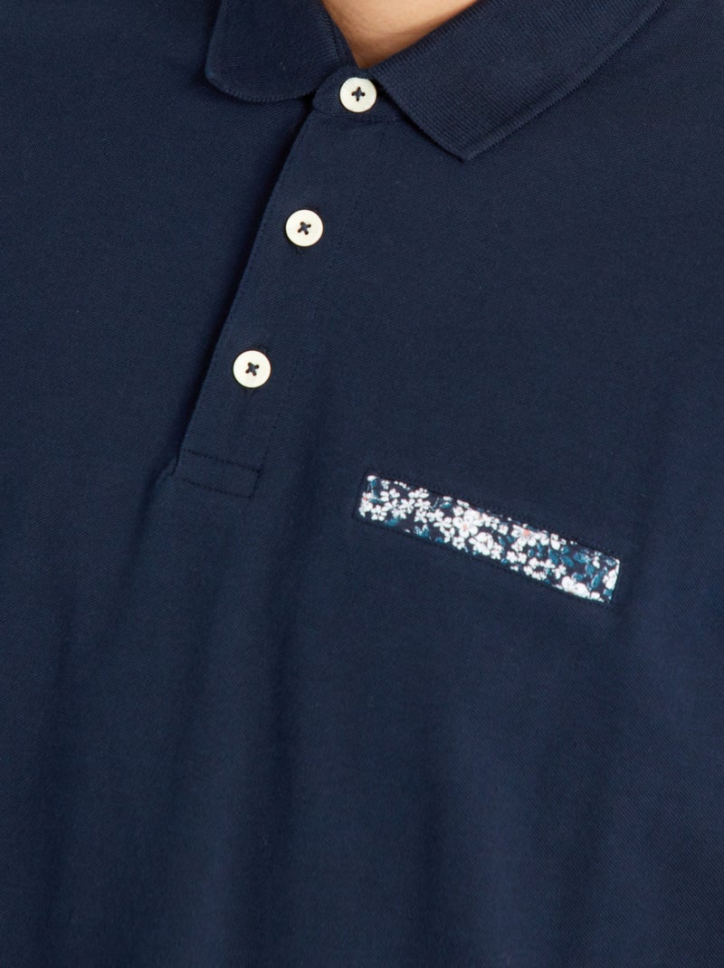 Polo 'Produkt' en piqué de coton bleu marine - Kiabi