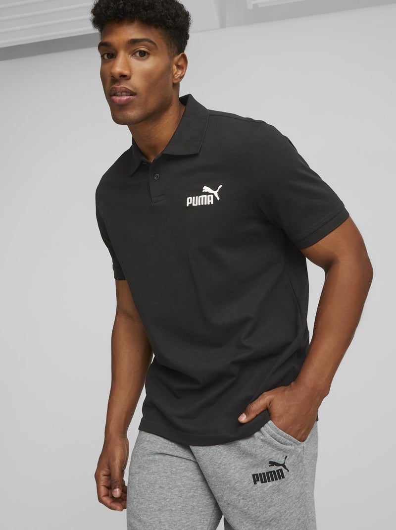 Polo 'Puma' en piqué de coton Noir - Kiabi