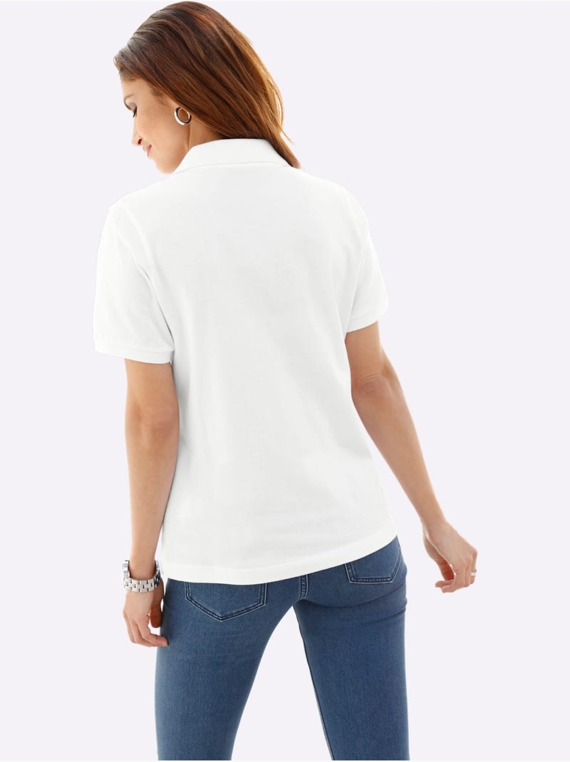 Polo pur coton à col polo et manches courtes avec patte de boutonnage - taille standard - witt Blanc - Kiabi