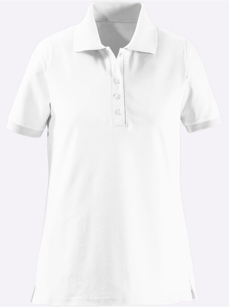 Polo pur coton à col polo et manches courtes avec patte de boutonnage - taille standard - witt Blanc - Kiabi