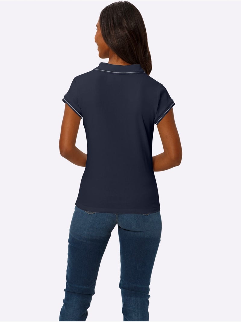 Polo Qualité Coton Doux Sur La Peau - Taille Standard - Helline Bleu marine - Kiabi