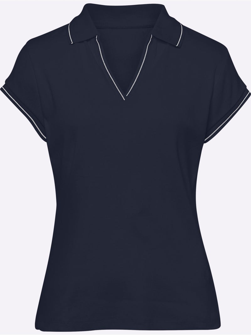 Polo Qualité Coton Doux Sur La Peau - Taille Standard - Helline Bleu marine - Kiabi