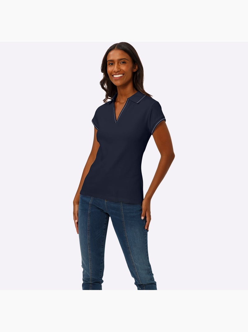 Polo Qualité Coton Doux Sur La Peau - Taille Standard - Helline Bleu marine - Kiabi
